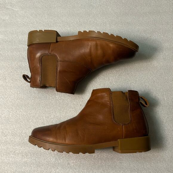 Emelie II Chelsea Sorel Boots 7.5 Brown Waterproof Gorpcore Shootie Casual Boho - Picture 1 of 12